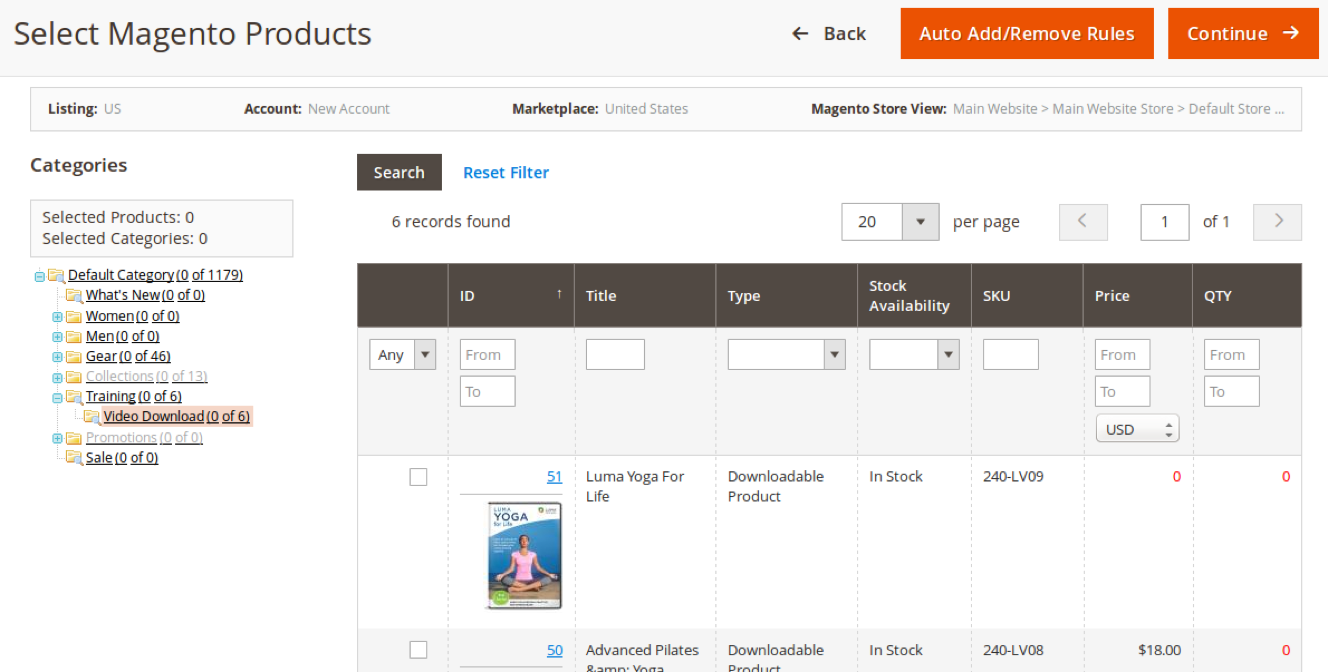 Adding Products from Category