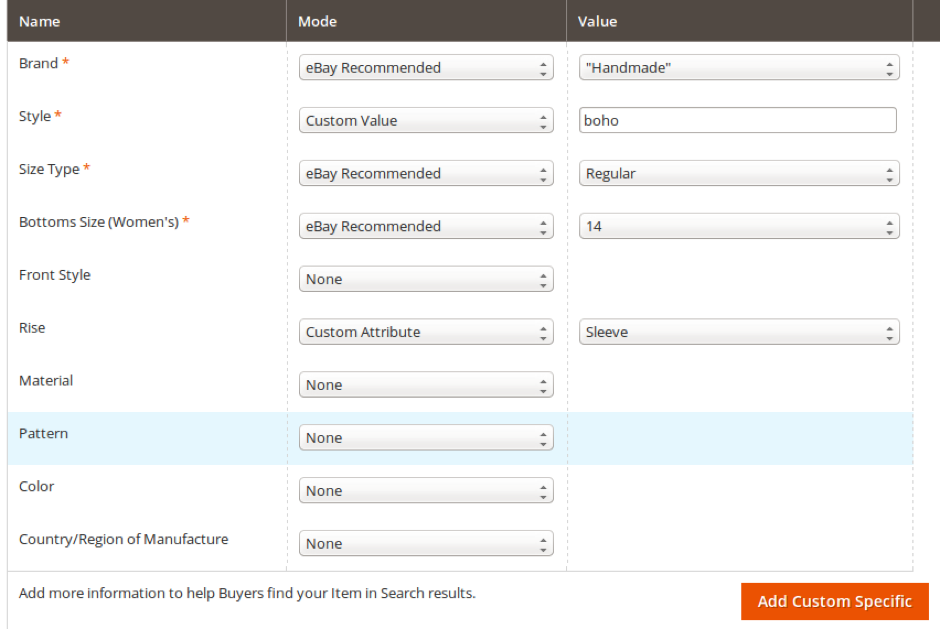 Custom value or Custom Attribute