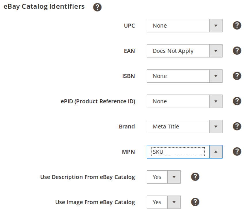 eBay Catalog Identifiers