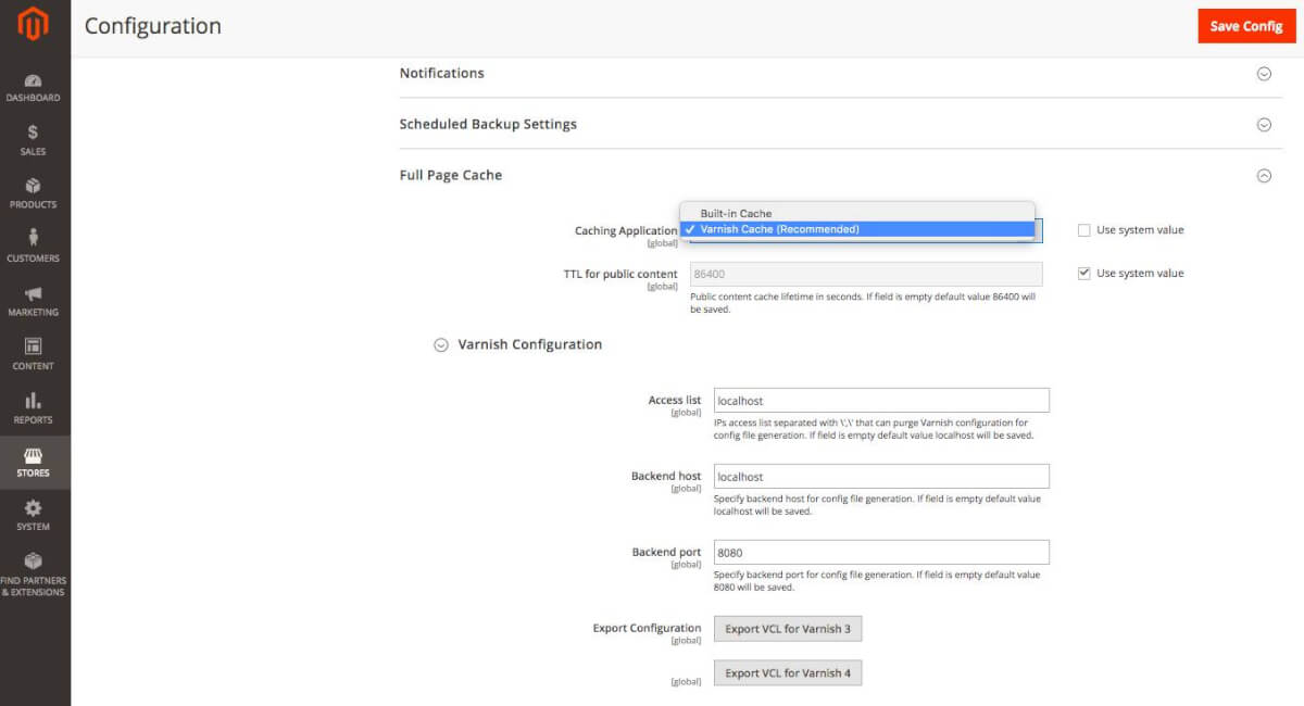 Magento2 Cache Settings