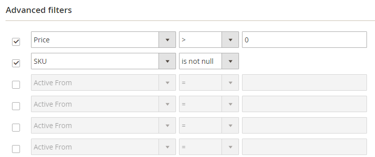 Advanced Filters - Google Shopping Feed Magento-2