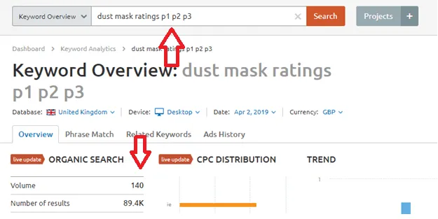 Respirator Shop SEO result