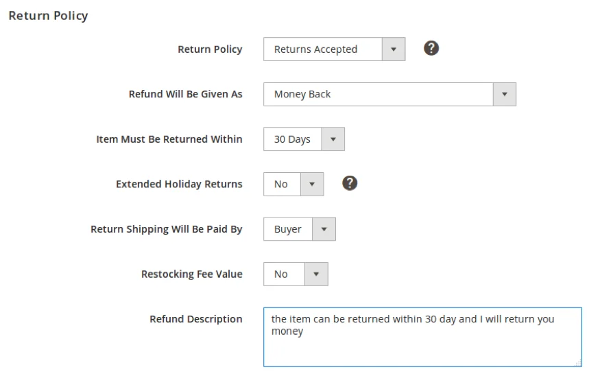 Return Settings