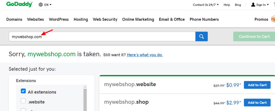 best domain for online store