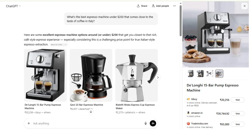 Overview of ChatGPT Shopping